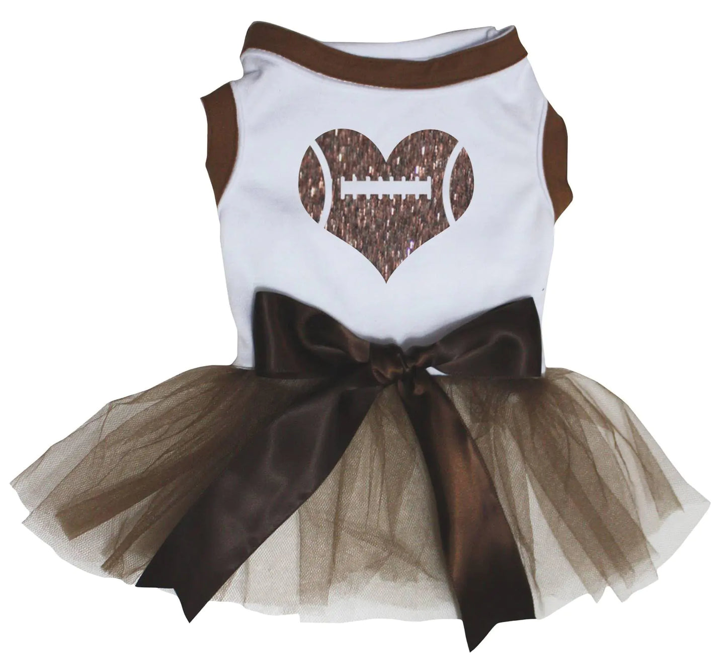 Petitebella Rugby Heart Puppy Dog Dress (White/Brown-1 X-Large)
