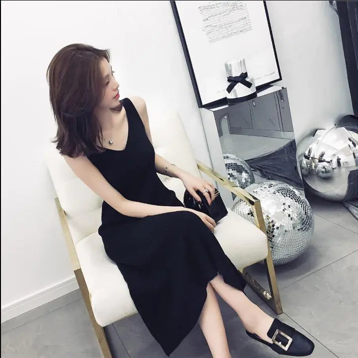 Strap Dress, A-Line Base Dress, Midi Dress