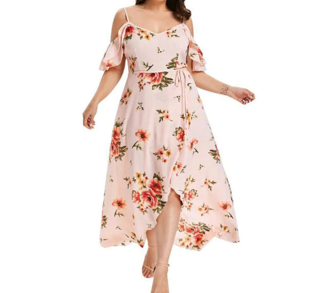 Floral off shoulder Plus Size Dress