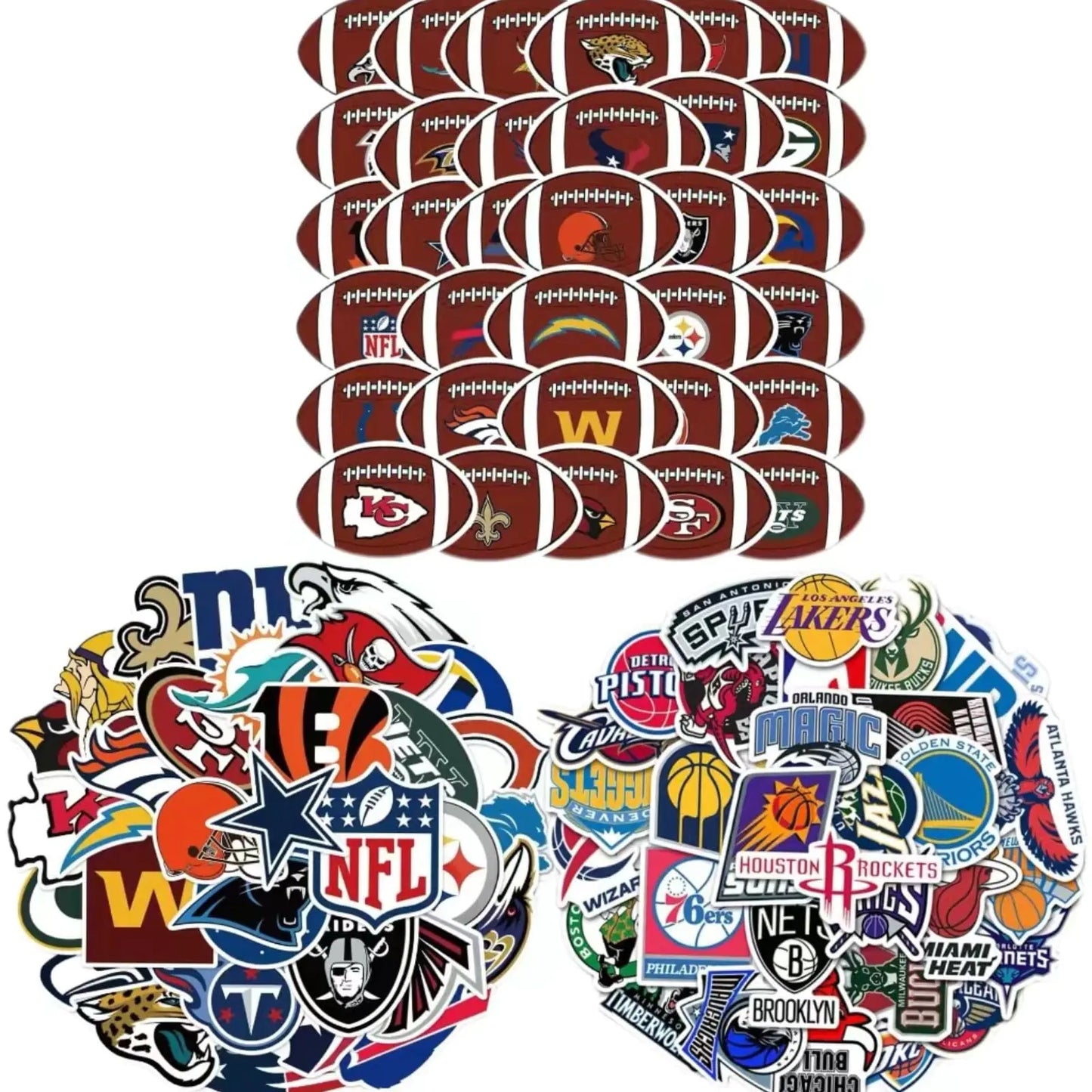 98pcs Sports Stickers 32pcs Basketball 33pcs Rugby 33pcs Rugby Collection Stickers Water Cup Laptop Case Luggage Skateboard Stickers