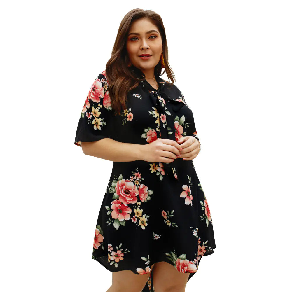 Floral off shoulder Plus Size Dress