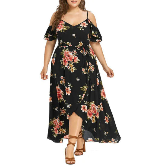 Floral off shoulder Plus Size Dress