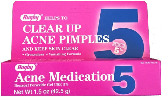 Rugby Acne Medication Benzoyl Peroxide Gel 5 % 1.5 oz