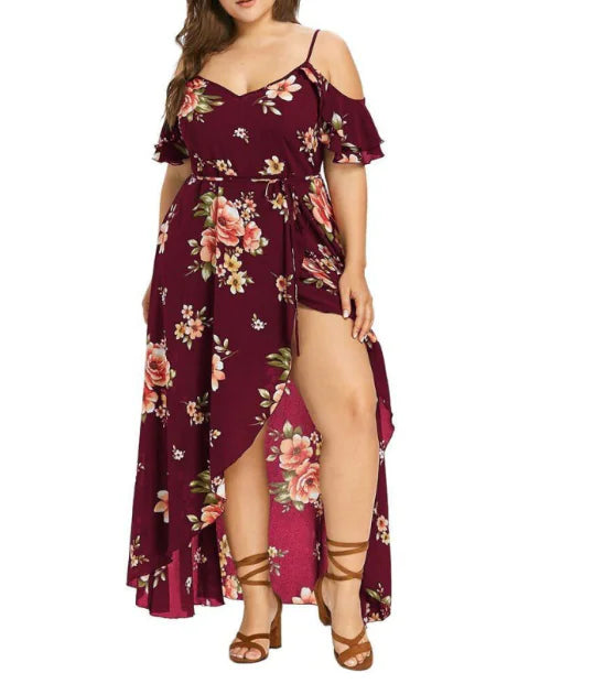 Floral off shoulder Plus Size Dress