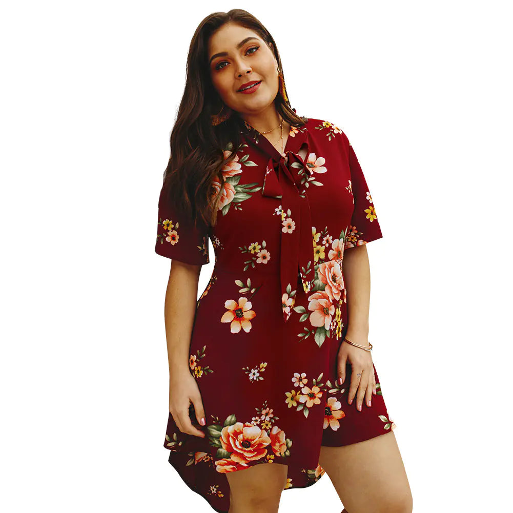 Floral off shoulder Plus Size Dress