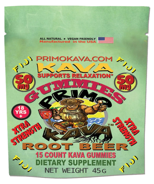 Kava Gummies | Authentic Kava Kava from Fiji | Fast Acting Kava Root Extract for Calming and Relaxation | 50mg Kavalactones | Root Beer Flavor | 15 Count
