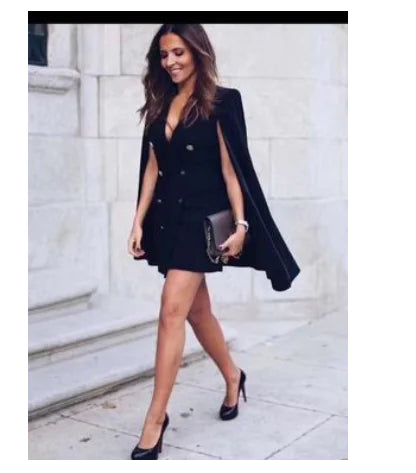 Suit Dress, V-Neck Dress, Cape Dress - Office attire