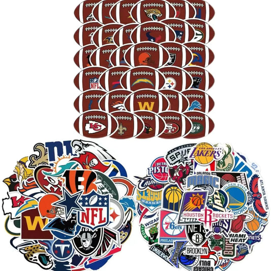 98pcs Sports Stickers 32pcs Basketball 33pcs Rugby 33pcs Rugby Collection Stickers Water Cup Laptop Case Luggage Skateboard Stickers