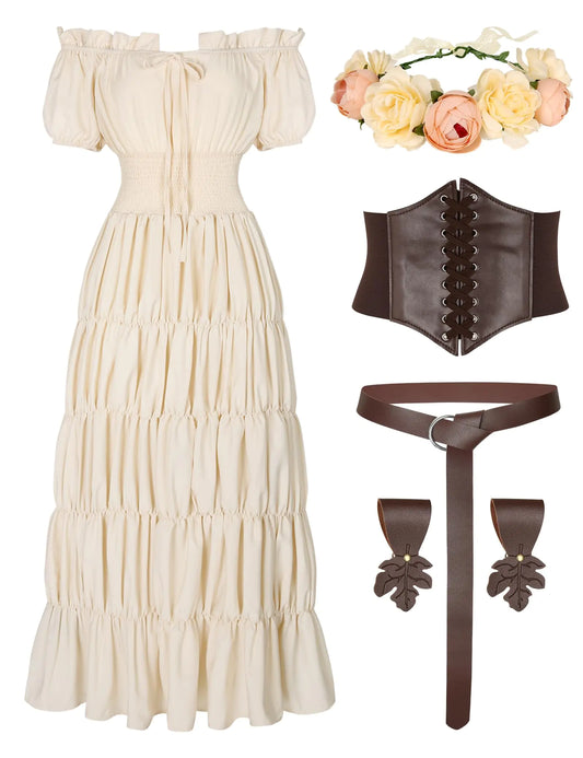 6 Pcs Renaissance  Women Medieval Dress