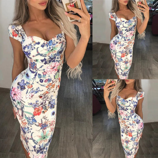 Printed Elegant cocktail bodycon dress